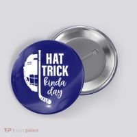 Ice Hockey Hat Trick Kinda Day Christmas Ice Hockey Player Button thumb 0