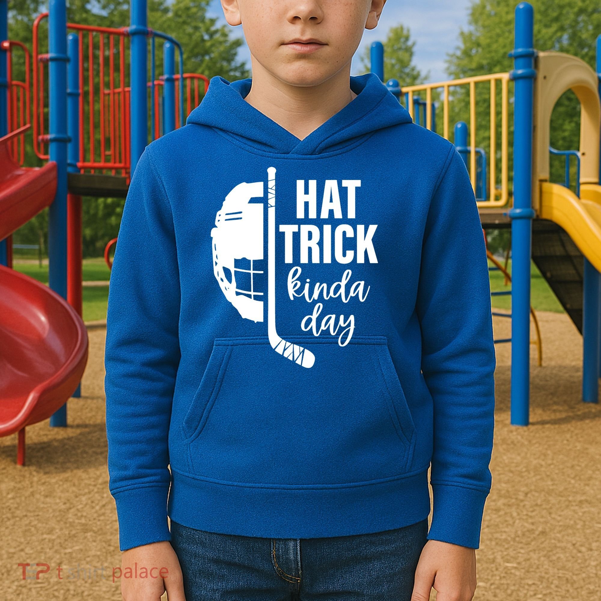 Ice Hockey Hat Trick Kinda Day Christmas Ice Hockey Player Kids Hoodie