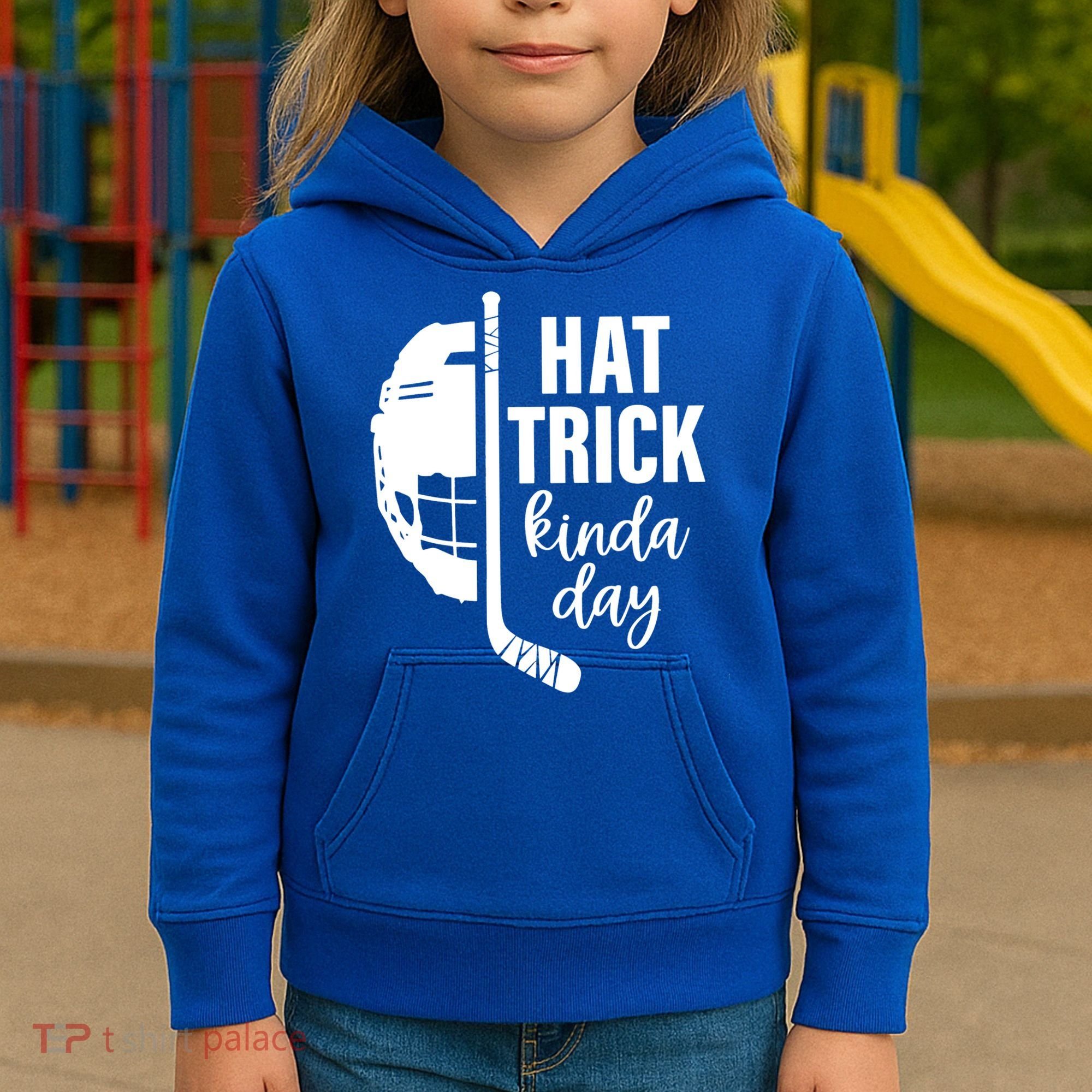Ice Hockey Hat Trick Kinda Day Christmas Ice Hockey Player Kids Hoodie