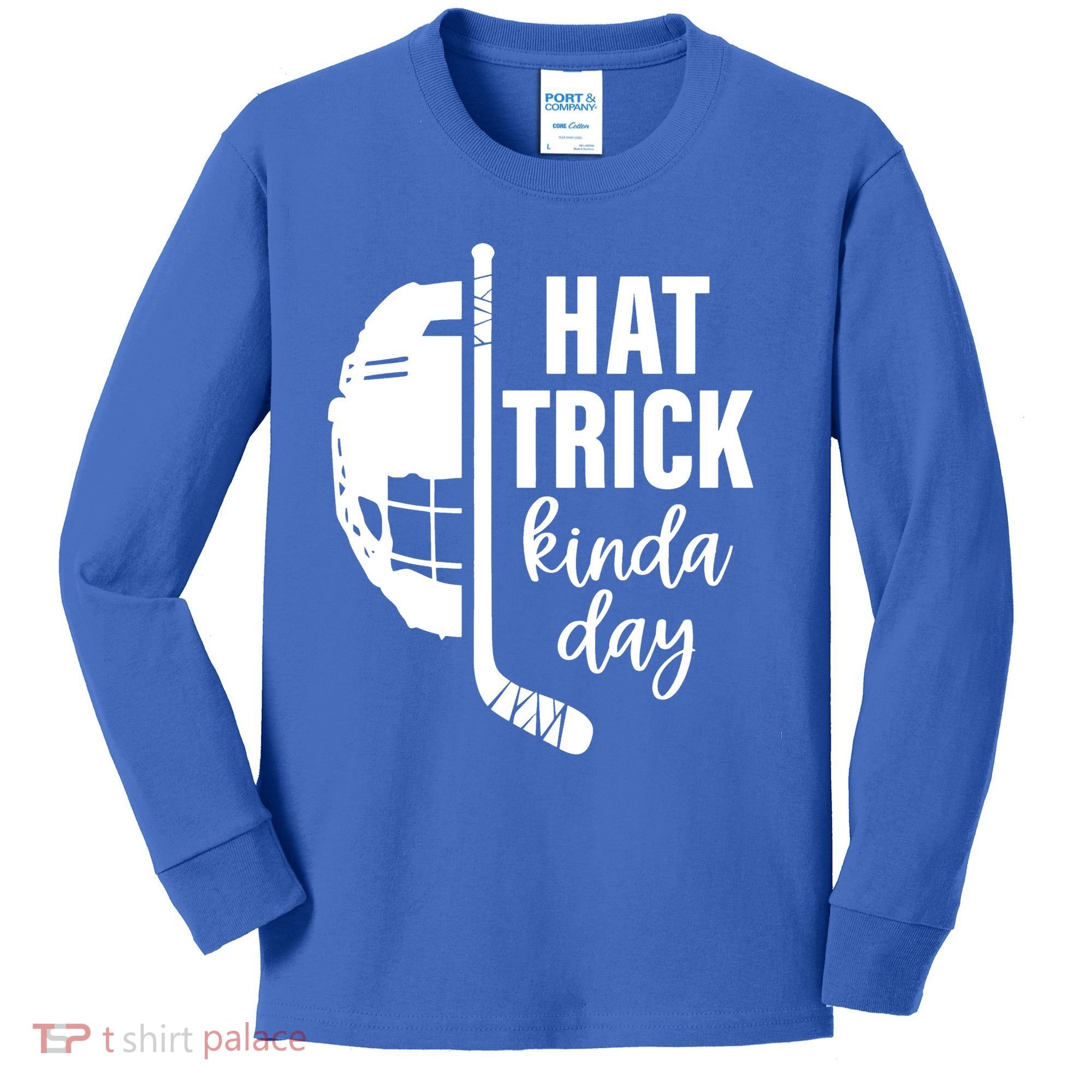 Ice Hockey Hat Trick Kinda Day Christmas Ice Hockey Player Kids Long Sleeve Shirt