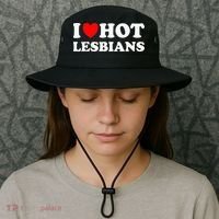 I Heart Hot Lesbians I Love Hot Lesbians Bucket Hat thumb 3