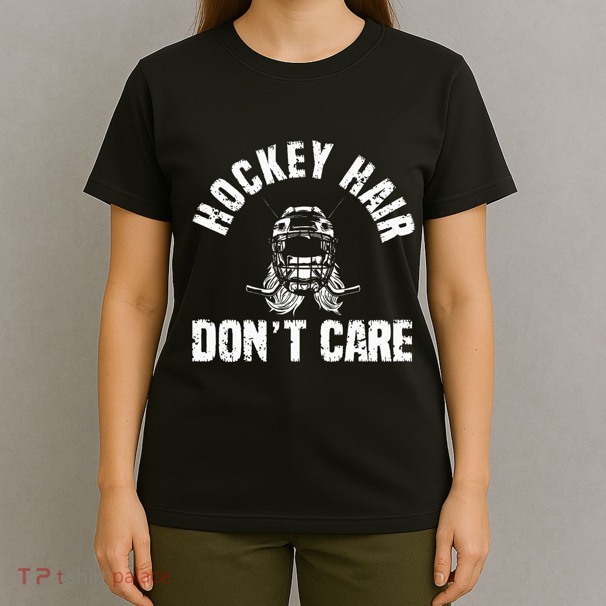 Ice Hockey Hair DonT Care Ice Hockey Player Girl T-Shirt