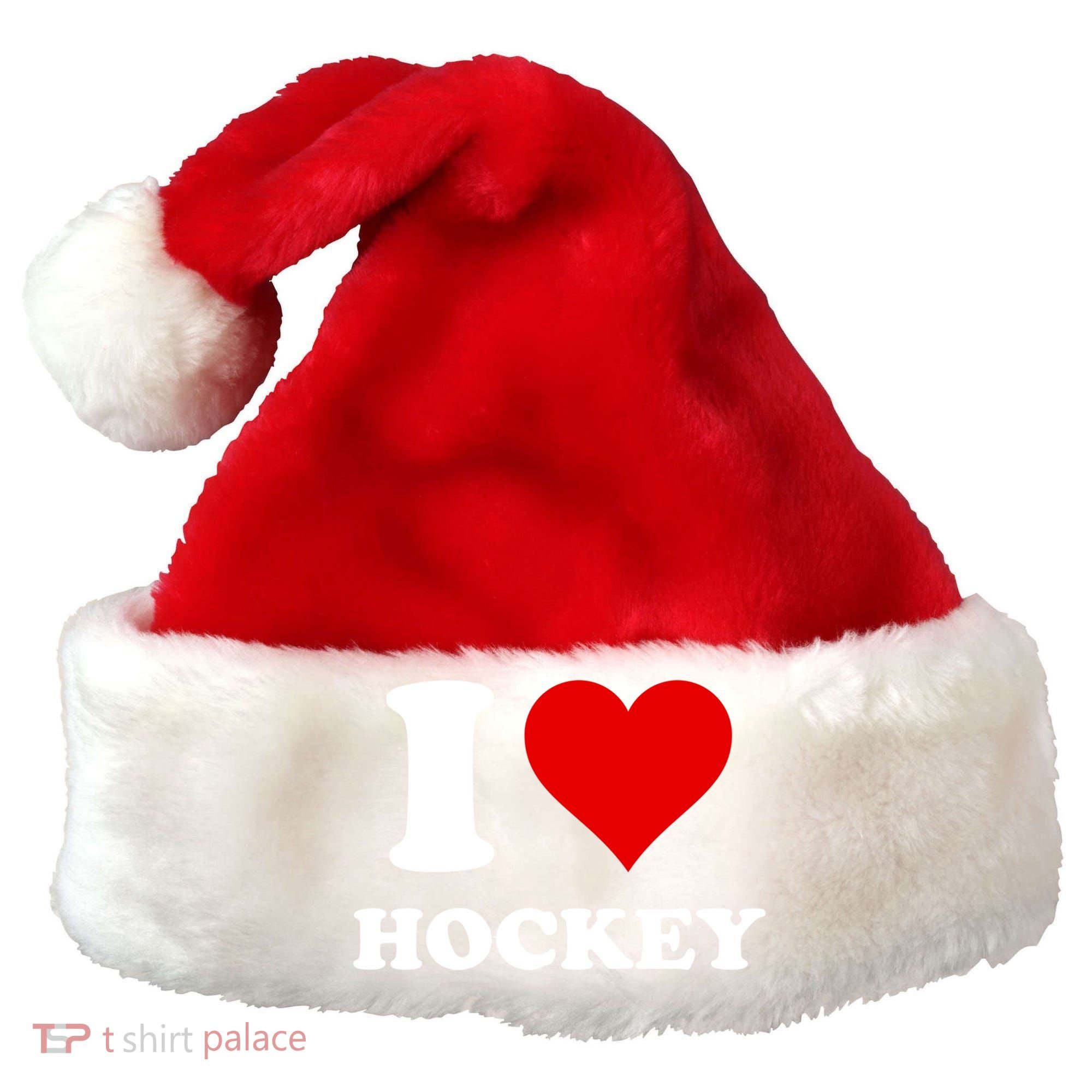 I Heart Hockey I Love Hockey Gift Santa Hat