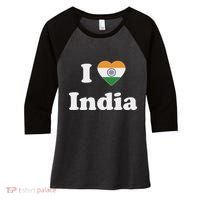 I Heart India Indian I Love India Women's Tri-Blend 3/4-Sleeve Raglan Shirt thumb 0
