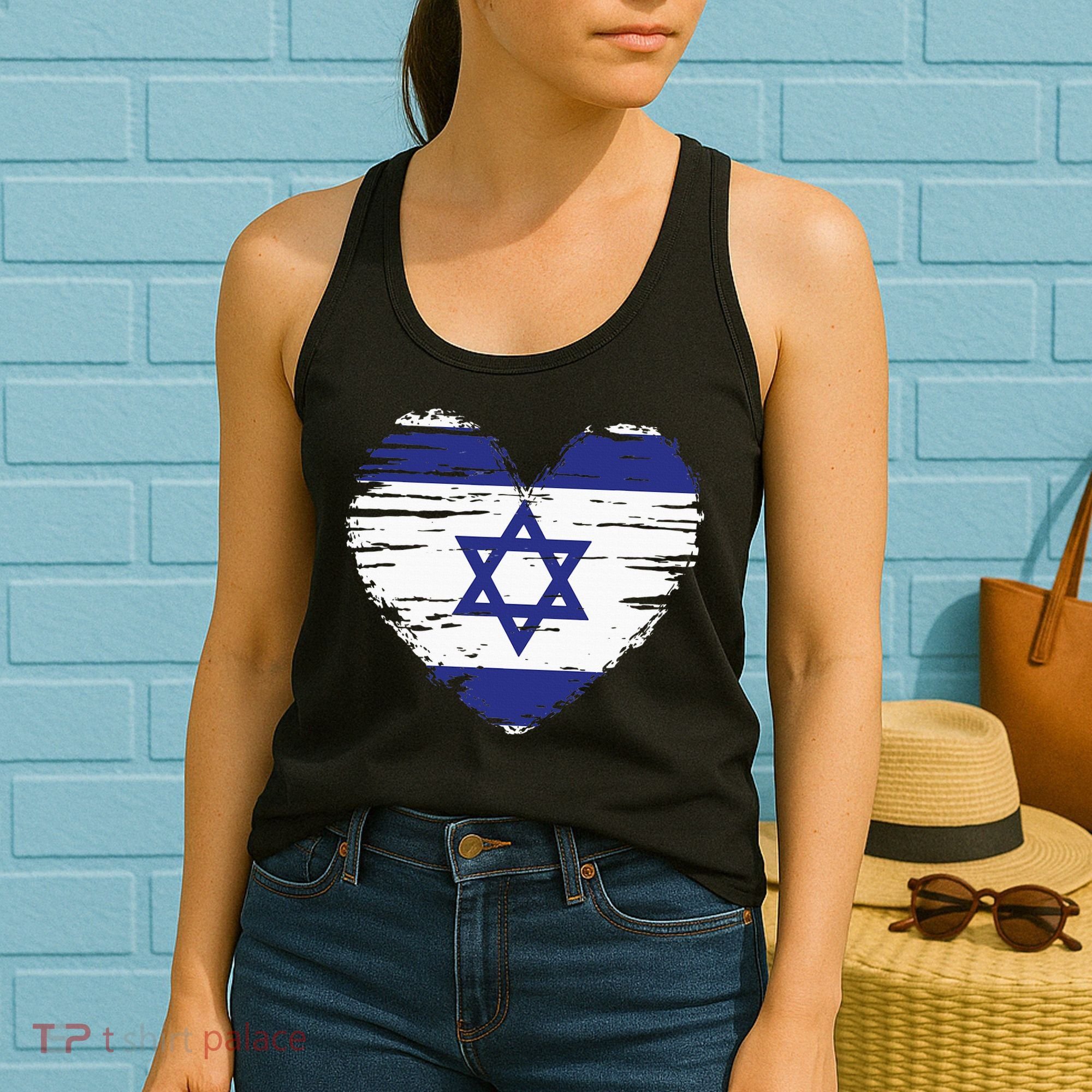 Israel Heart Israeli Flag Israeli Pride Women's Tank Top