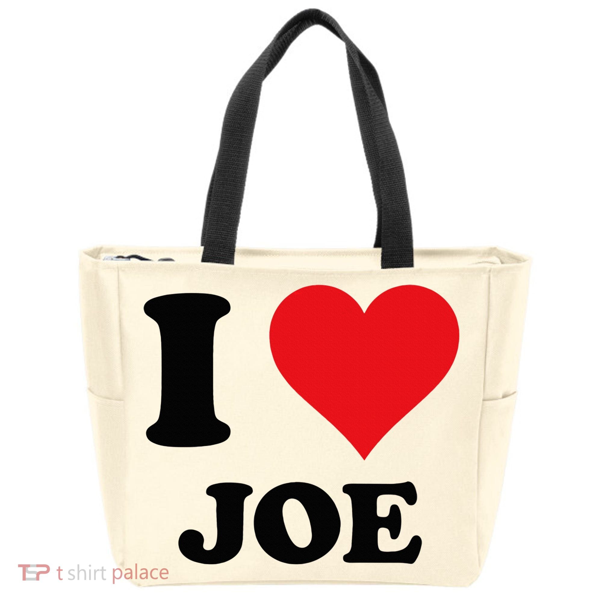 I Heart Joe First Name I Love Personalized Stuff Tote Bag