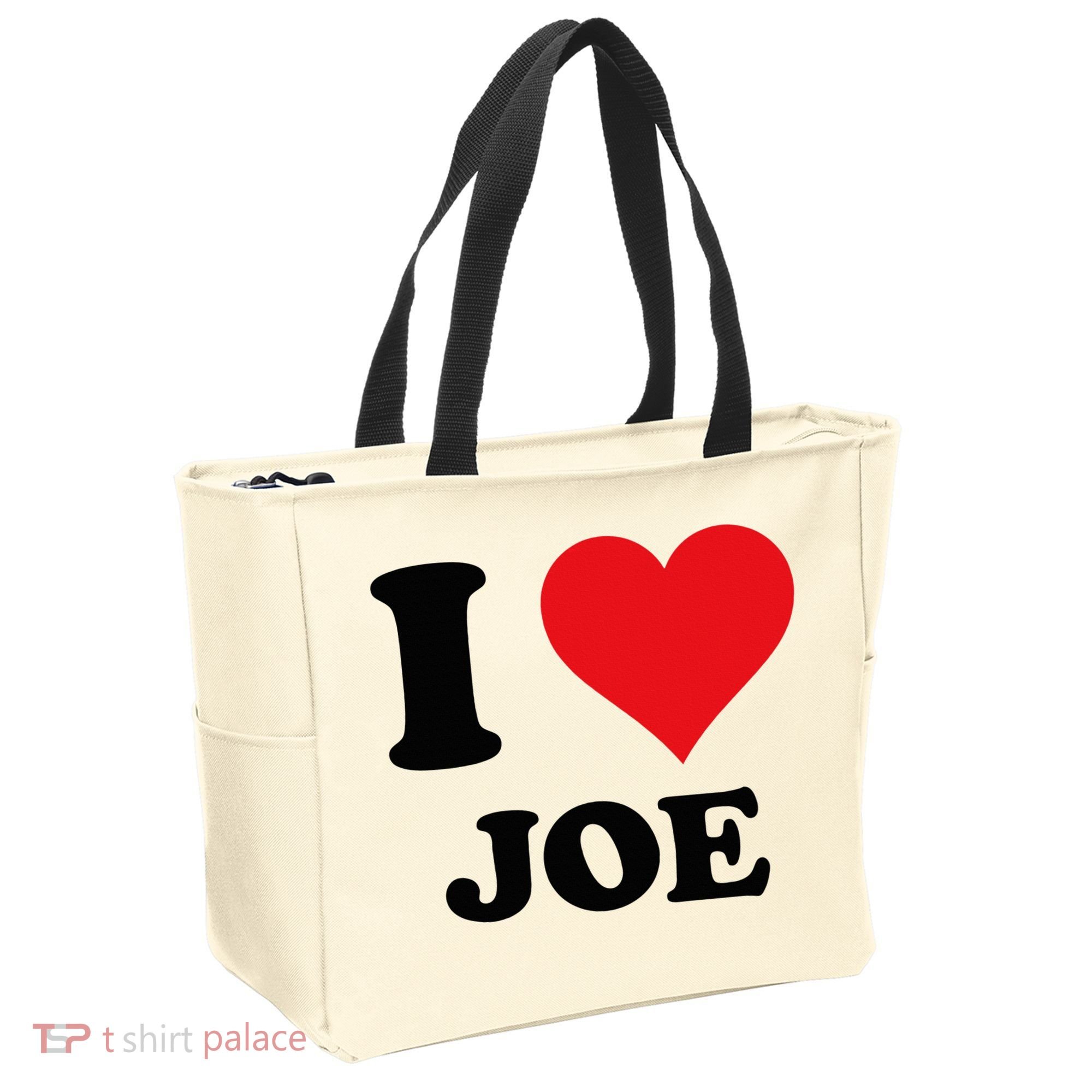 I Heart Joe First Name I Love Personalized Stuff Tote Bag