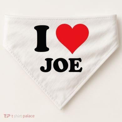 I Heart Joe First Name I Love Personalized Stuff USA-Made Doggie Bandana
