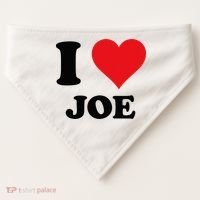 I Heart Joe First Name I Love Personalized Stuff USA-Made Doggie Bandana thumb 0