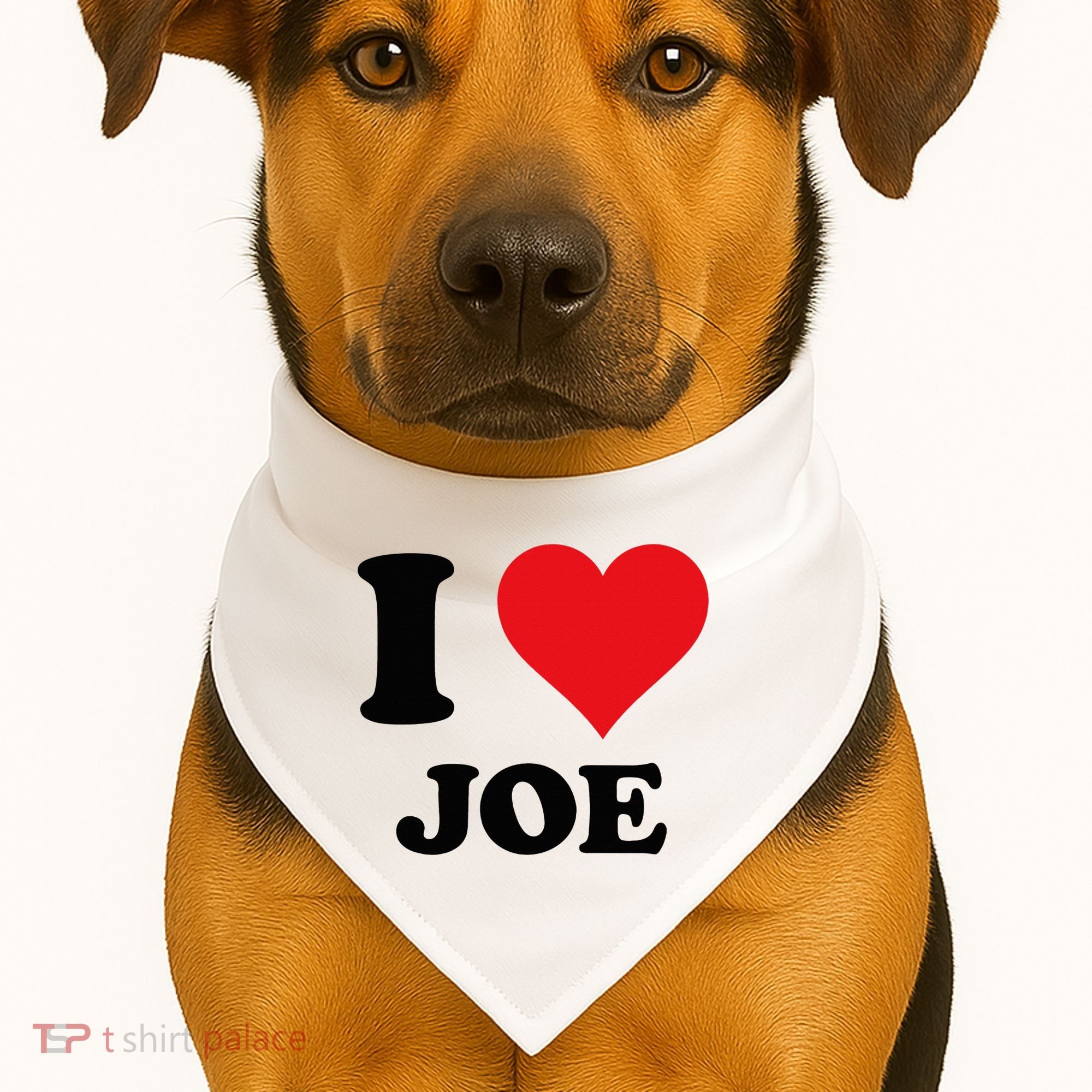 I Heart Joe First Name I Love Personalized Stuff USA-Made Doggie Bandana