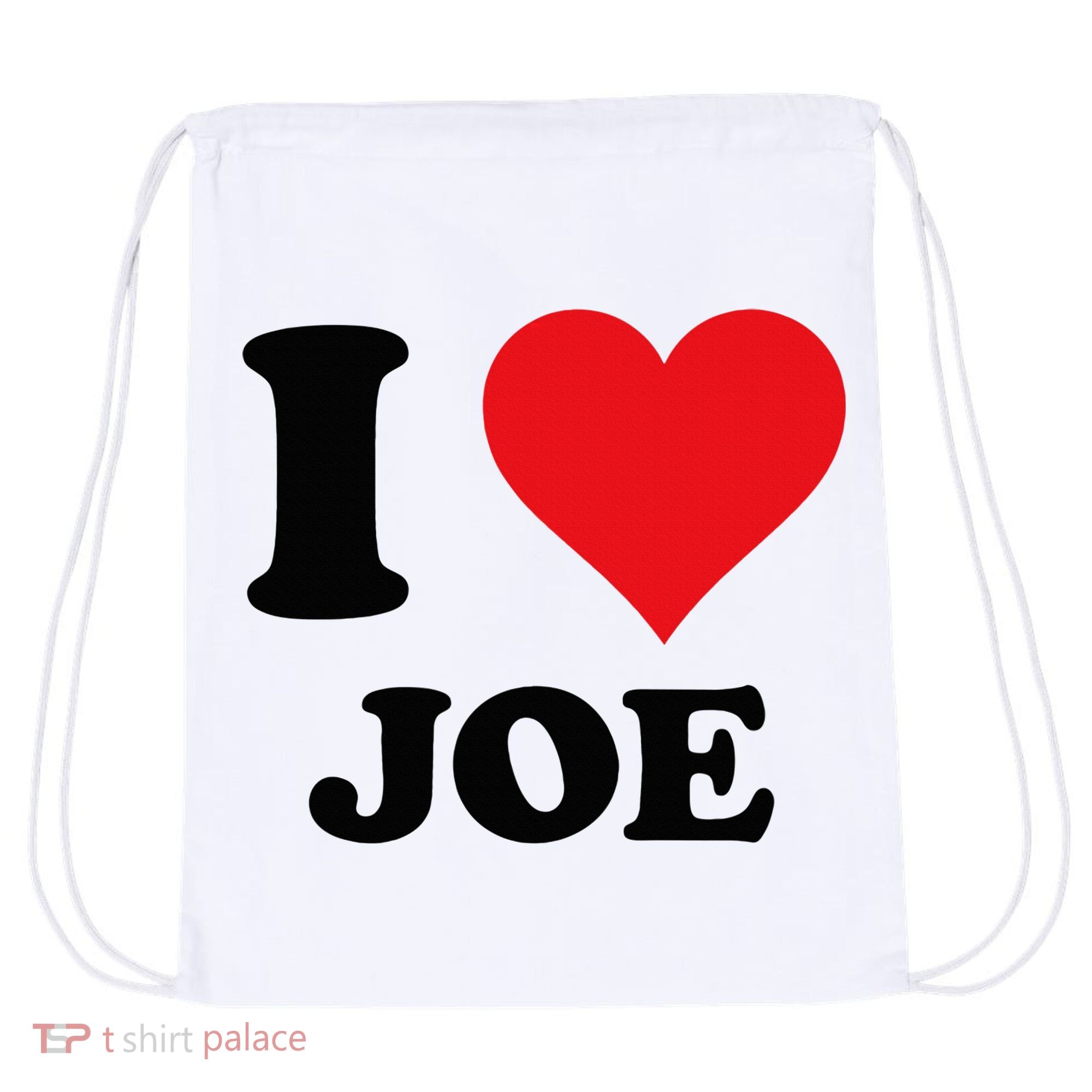 I Heart Joe First Name I Love Personalized Stuff Drawstring Bag
