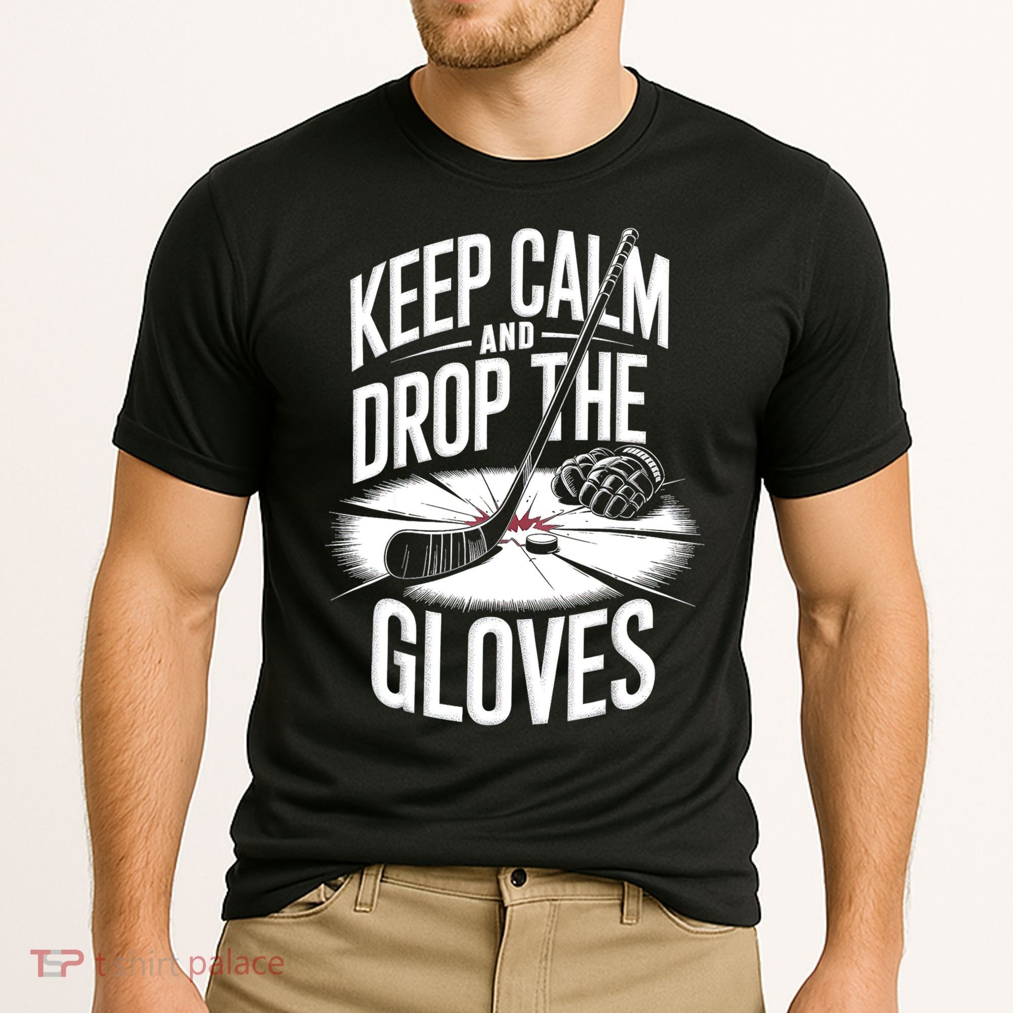 Ice Hockey Keep Calm And Drop The Gloves Style Gift Cooling Performance Crew T-Shirt