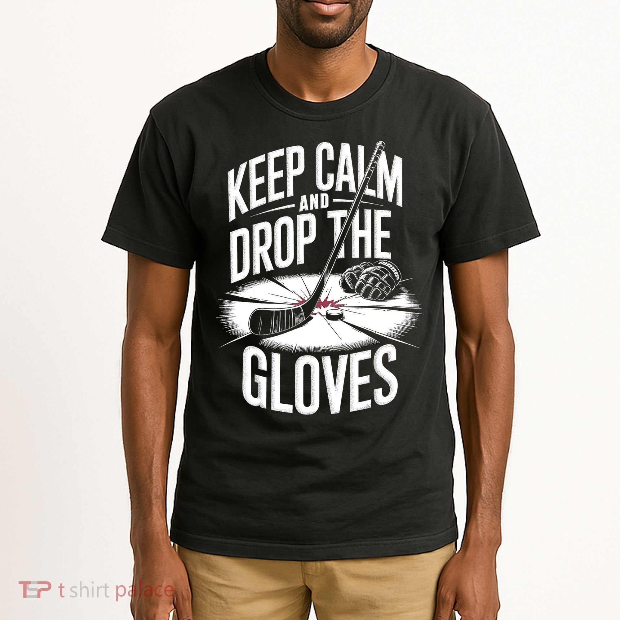 Ice Hockey Keep Calm And Drop The Gloves Style Gift Tall T-Shirt