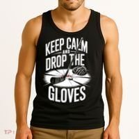 Ice Hockey Keep Calm And Drop The Gloves Style Gift Tank Top thumb 3