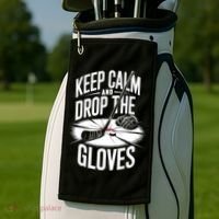 Ice Hockey Keep Calm And Drop The Gloves Style Gift Golf Towel thumb 2