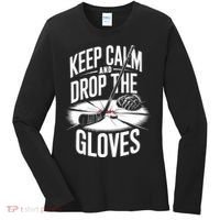 Ice Hockey Keep Calm And Drop The Gloves Style Gift Women's Long Sleeve Shirt thumb 0