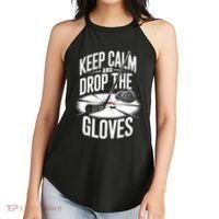 Ice Hockey Keep Calm And Drop The Gloves Style Gift Women's Perfect Tri Rocker Tank thumb 2