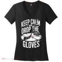 Ice Hockey Keep Calm And Drop The Gloves Style Gift Women's V-Neck T-Shirt thumb 0