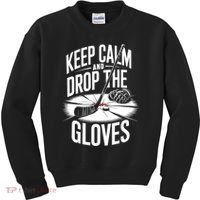 Ice Hockey Keep Calm And Drop The Gloves Style Gift Kids Sweatshirt thumb 0