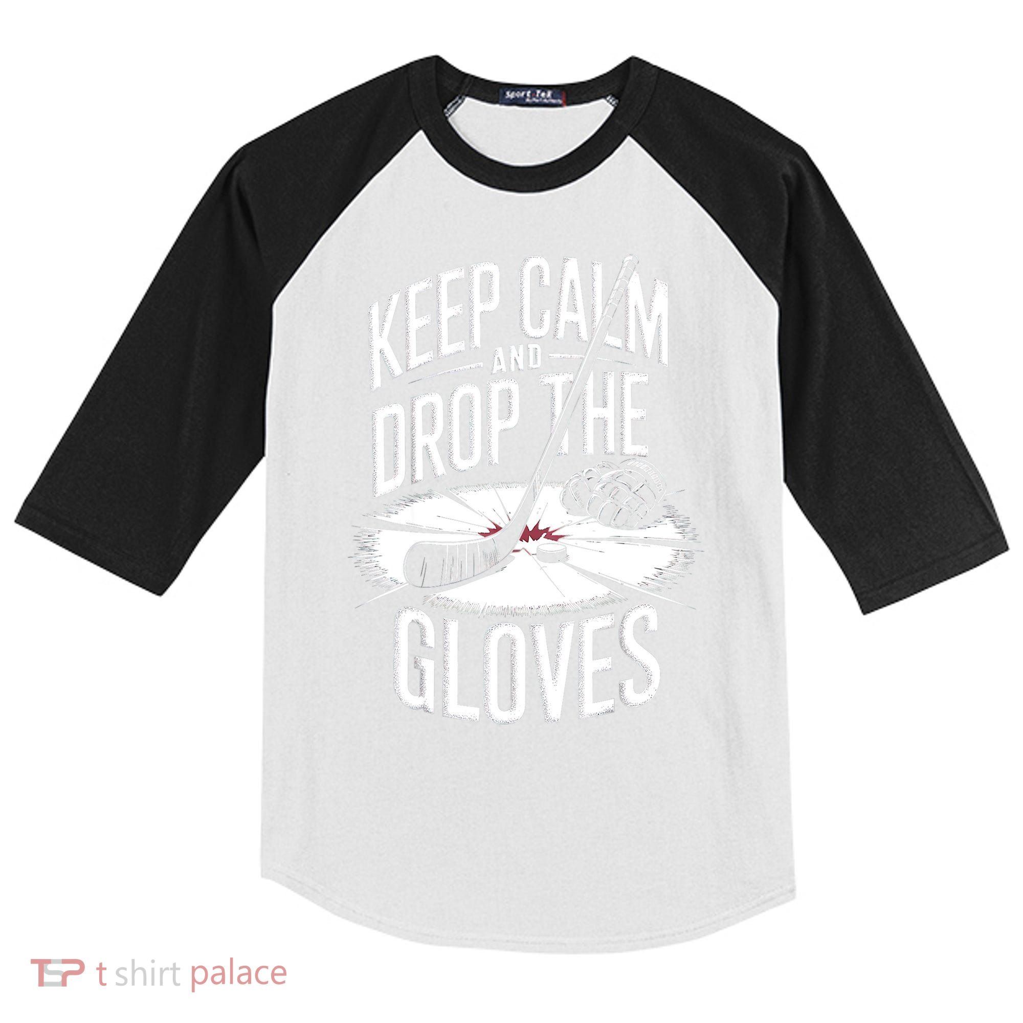 Ice Hockey Keep Calm And Drop The Gloves Style Gift Kids Colorblock Raglan Jersey