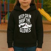 Ice Hockey Keep Calm And Drop The Gloves Style Gift Kids Hoodie thumb 3