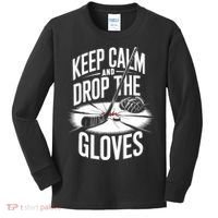 Ice Hockey Keep Calm And Drop The Gloves Style Gift Kids Long Sleeve Shirt thumb 0