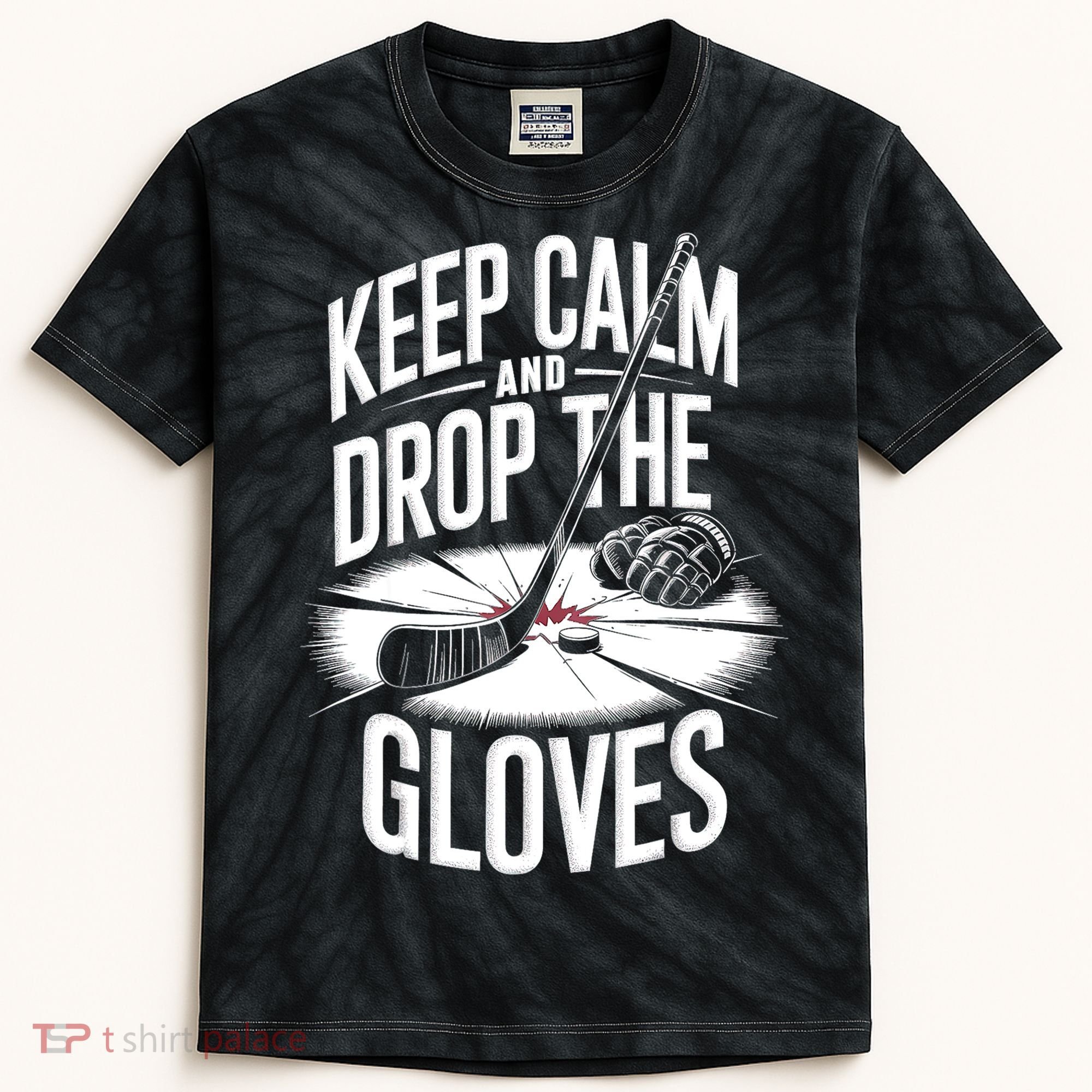 Ice Hockey Keep Calm And Drop The Gloves Style Gift Kids Tie-Dye T-Shirt