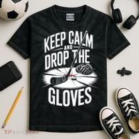 Ice Hockey Keep Calm And Drop The Gloves Style Gift Kids Tie-Dye T-Shirt thumb 2
