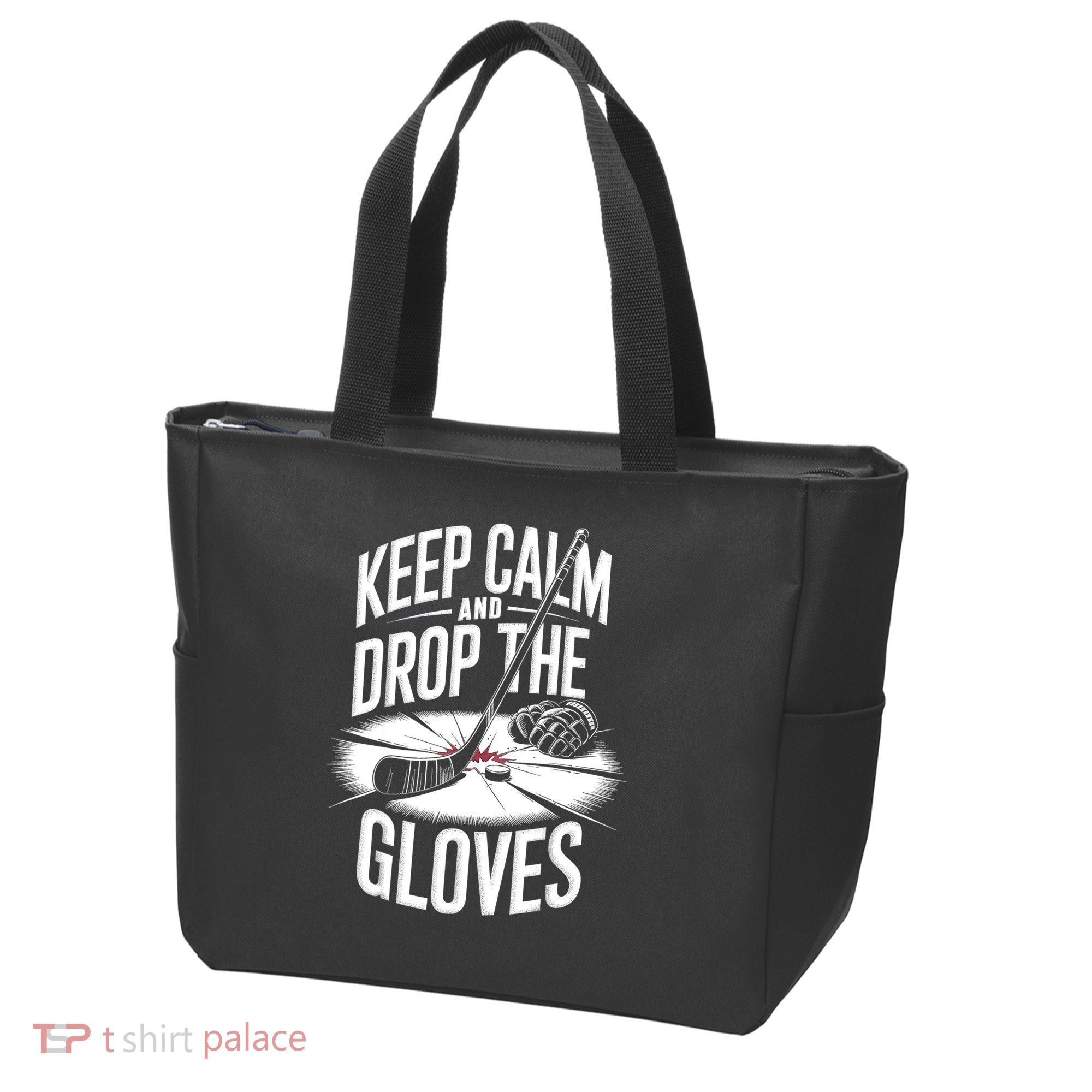 Ice Hockey Keep Calm And Drop The Gloves Style Gift Tote Bag