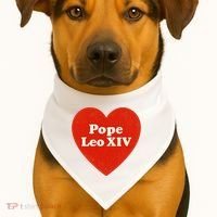 I Heart Love Pope Leo XIV USA-Made Doggie Bandana thumb 1