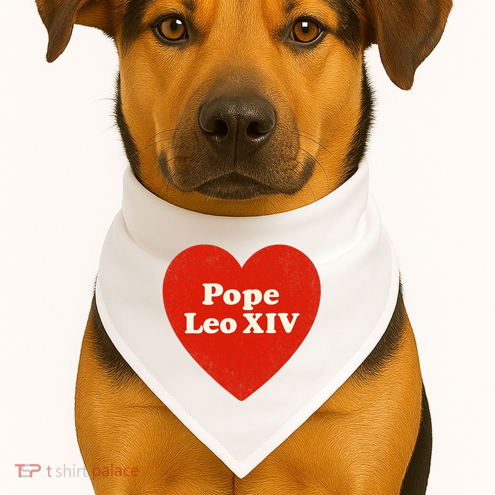 I Heart Love Pope Leo XIV USA-Made Doggie Bandana
