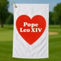 I Heart Love Pope Leo XIV Golf Towel thumb 1
