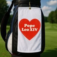 I Heart Love Pope Leo XIV Golf Towel thumb 2