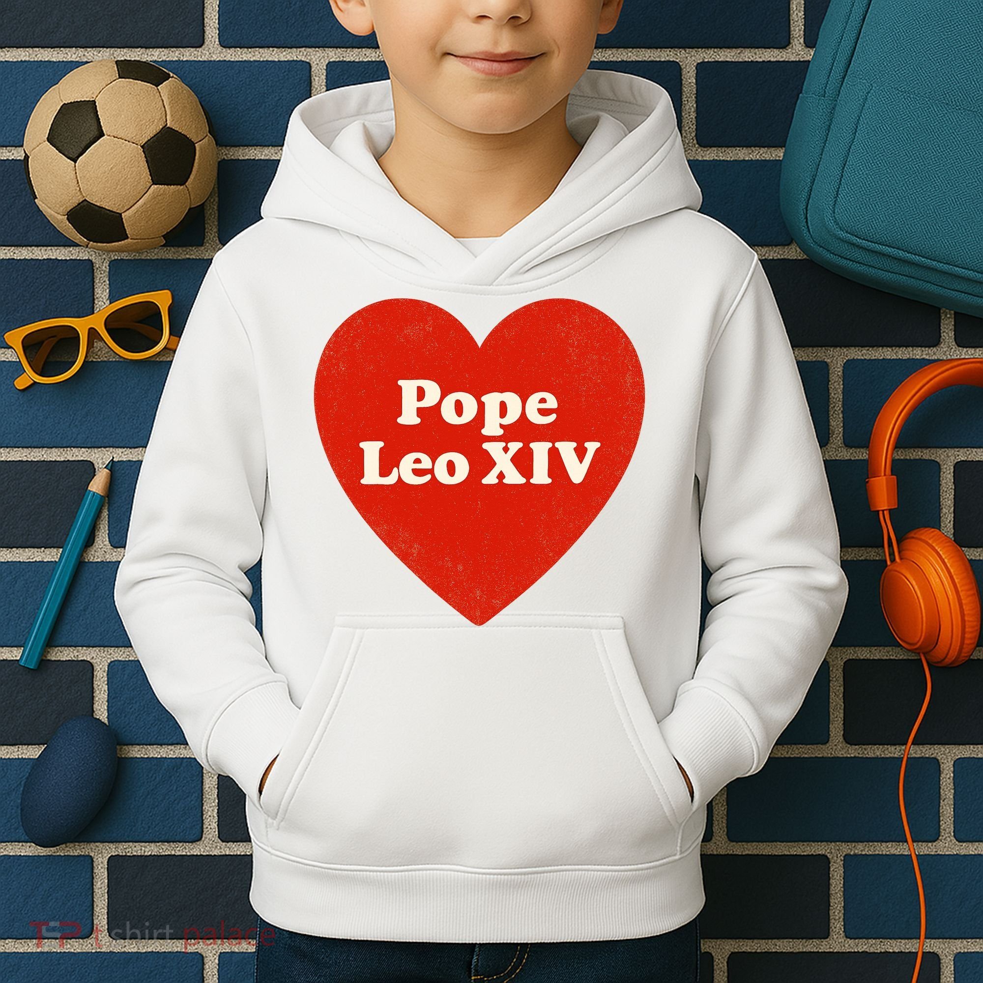 I Heart Love Pope Leo XIV Kids Hoodie