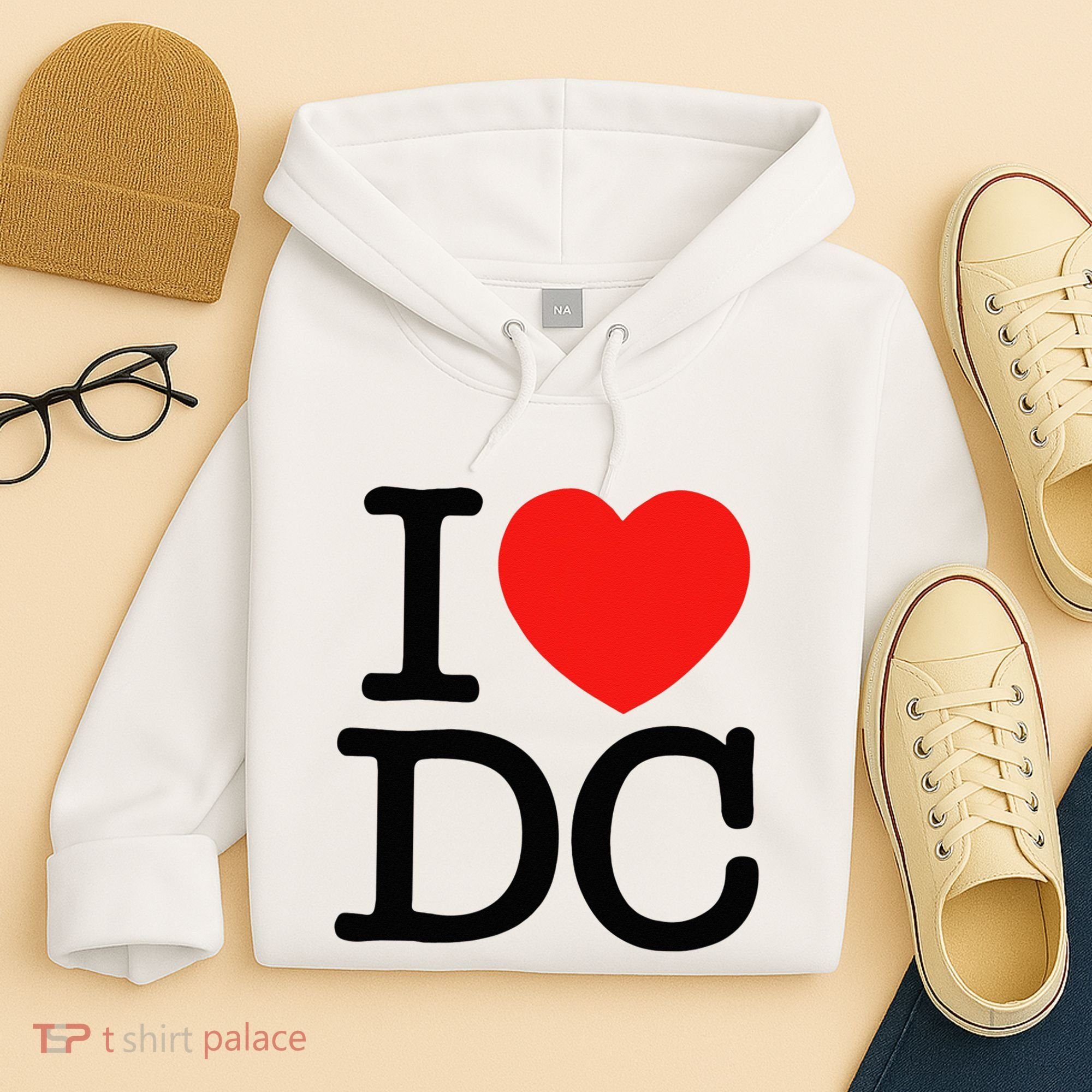 I Heart Love Washington WA DC Classic Font Hoodie