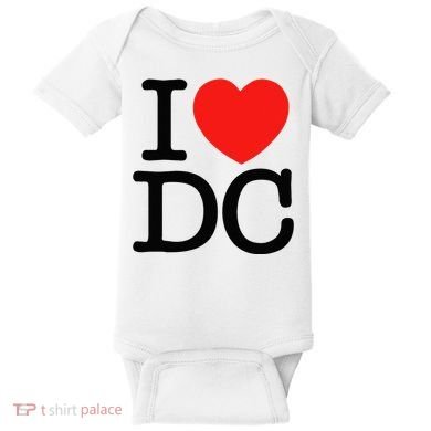 I Heart Love Washington WA DC Classic Font Baby Bodysuit