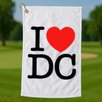 I Heart Love Washington WA DC Classic Font Golf Towel thumb 1