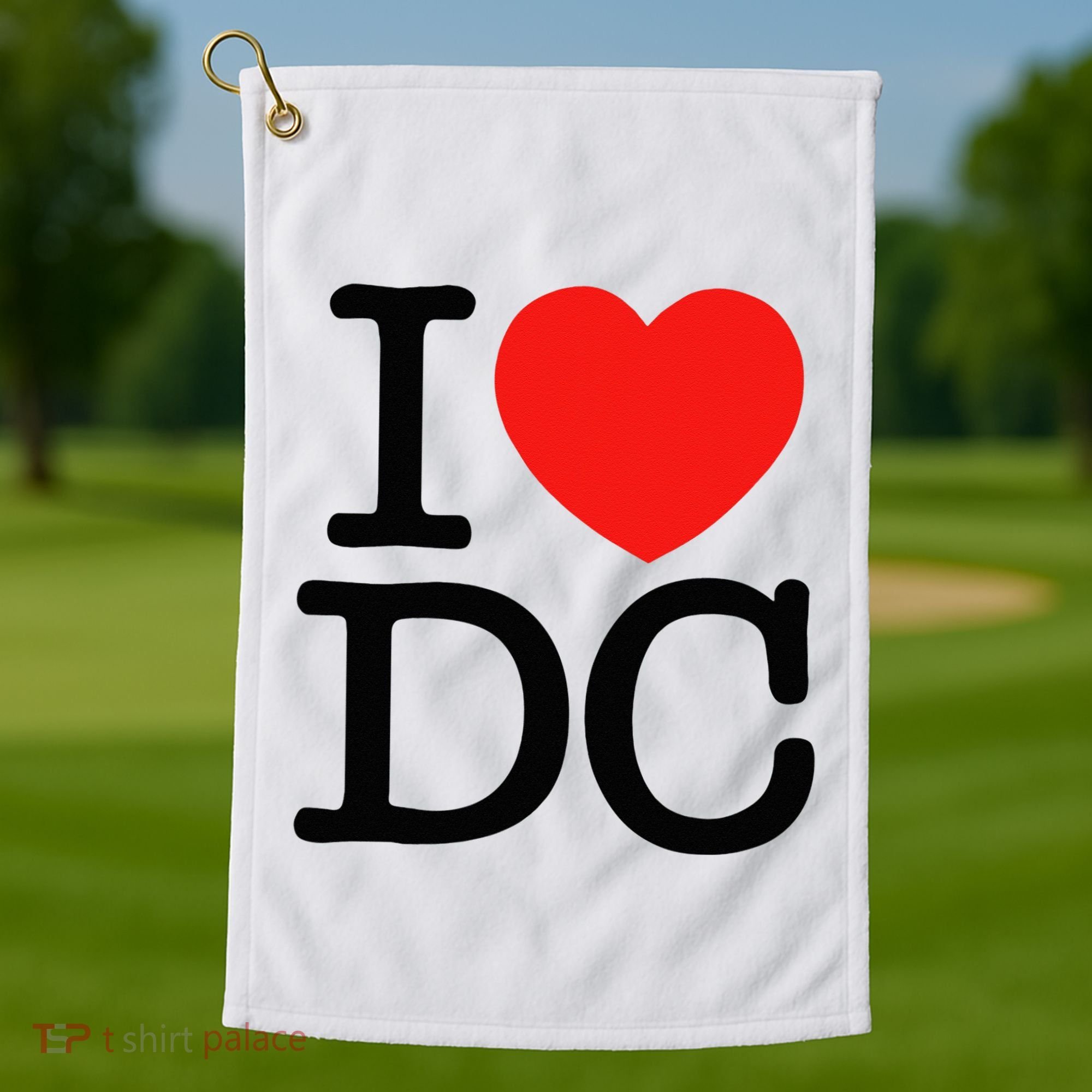 I Heart Love Washington WA DC Classic Font Golf Towel