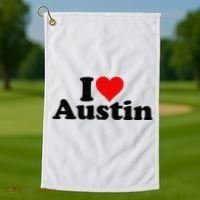 I HEART LOVE AUSTIN TEXAS Golf Towel thumb 1