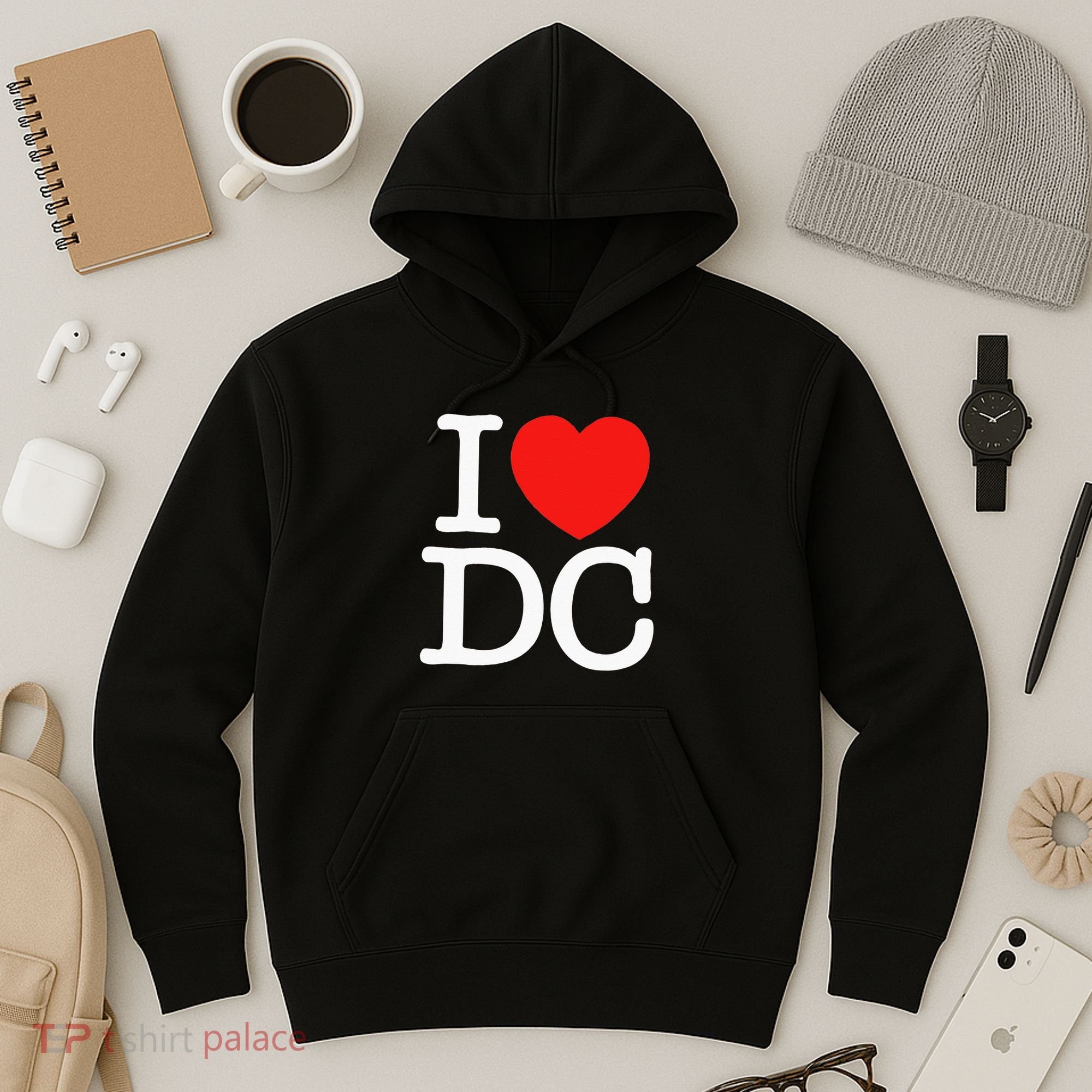 I Heart Love Washington WA DC Classic Font Hoodie