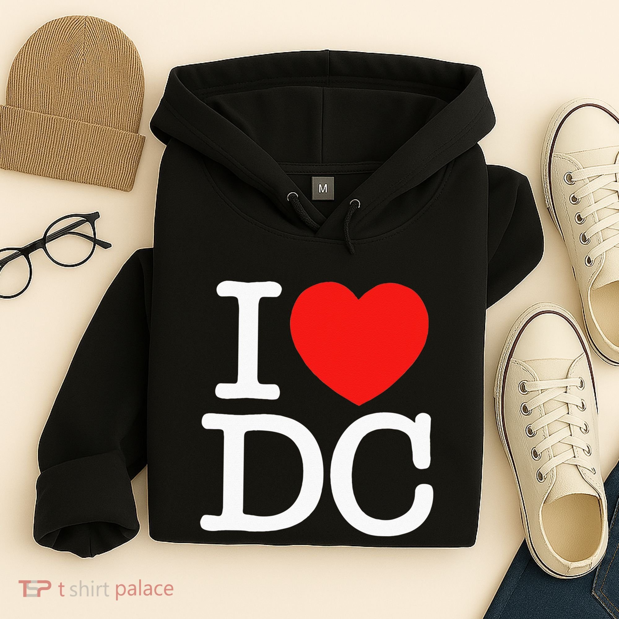 I Heart Love Washington WA DC Classic Font Hoodie
