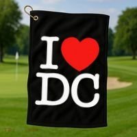 I Heart Love Washington WA DC Classic Font Golf Towel thumb 1