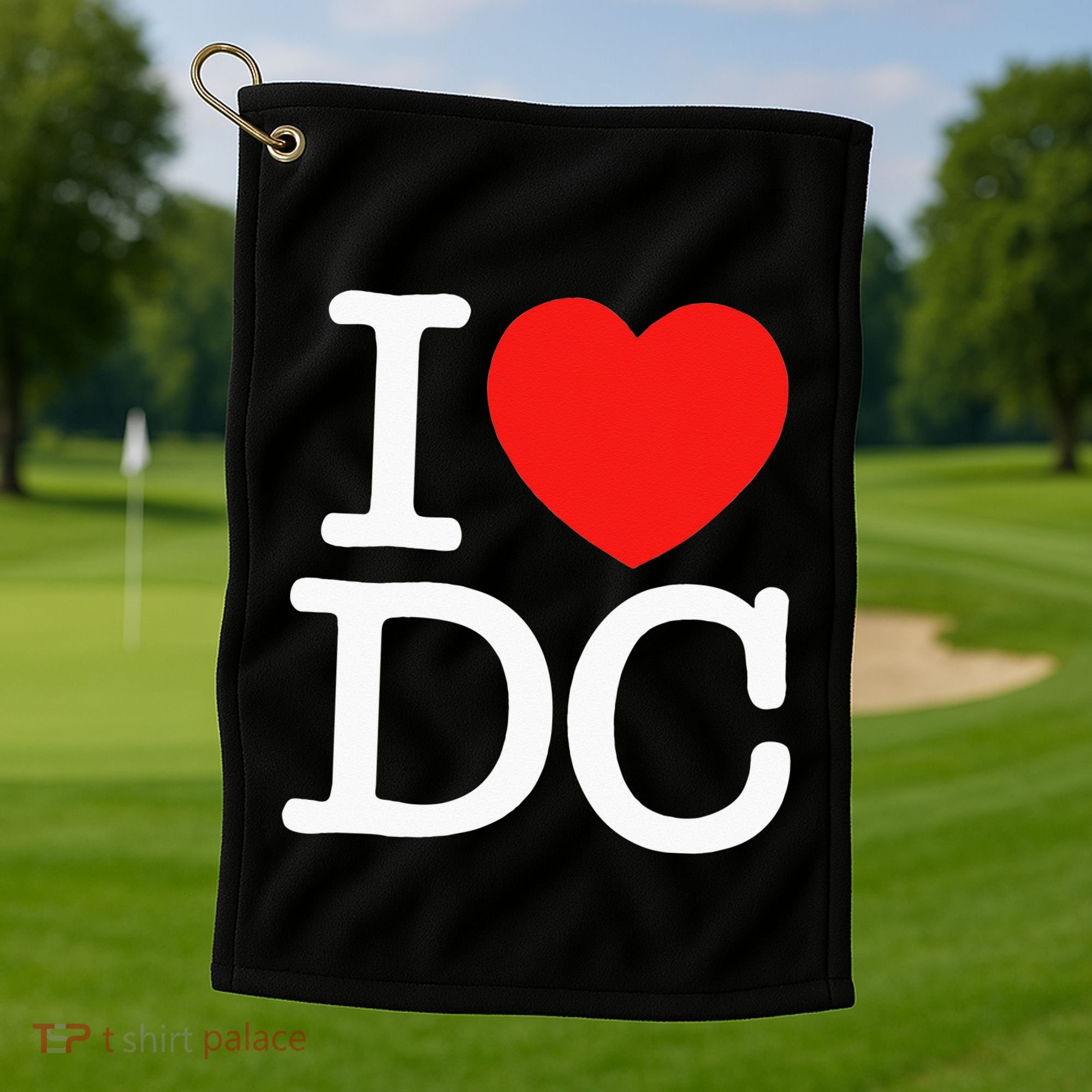 I Heart Love Washington WA DC Classic Font Golf Towel