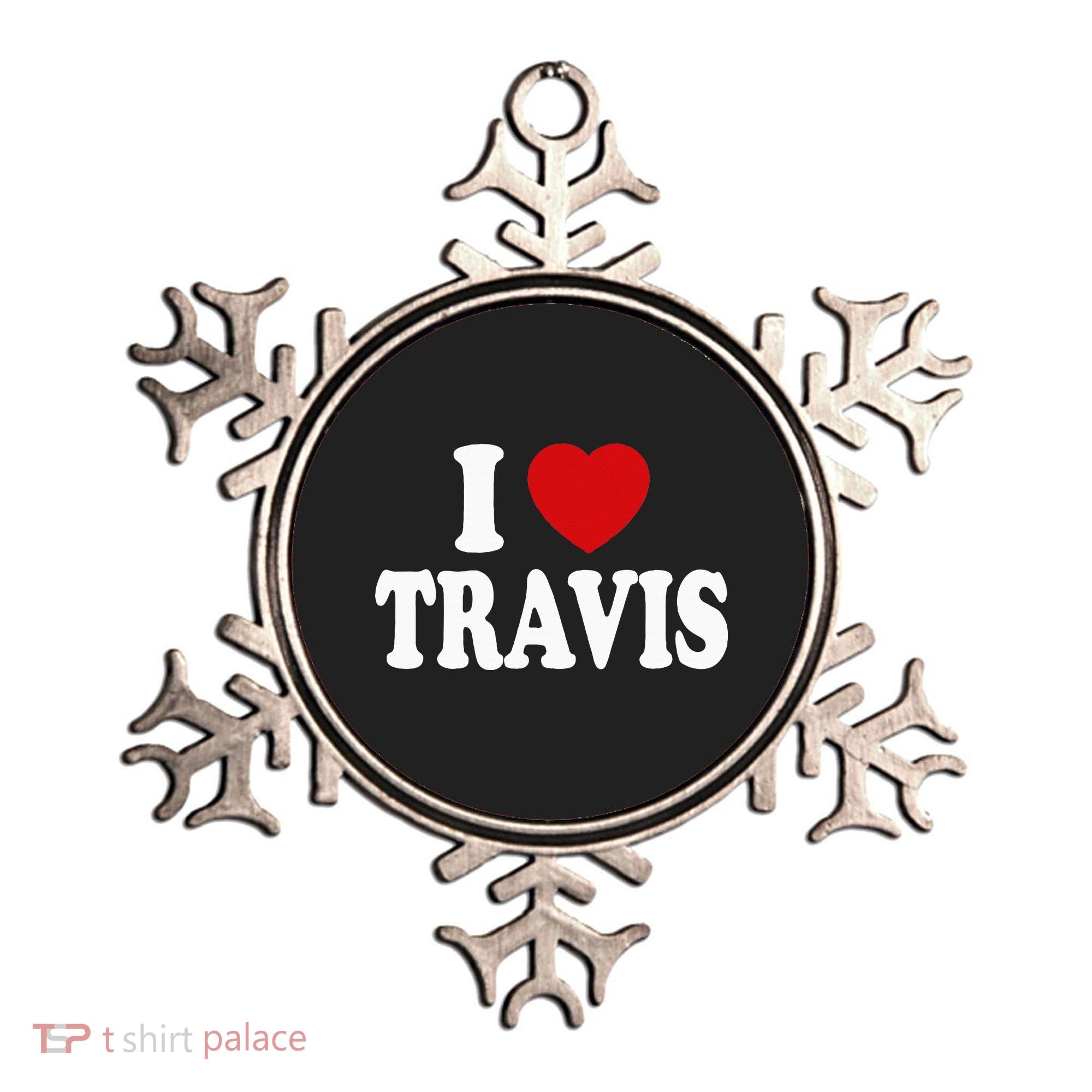 I Heart Love Travis Ornament