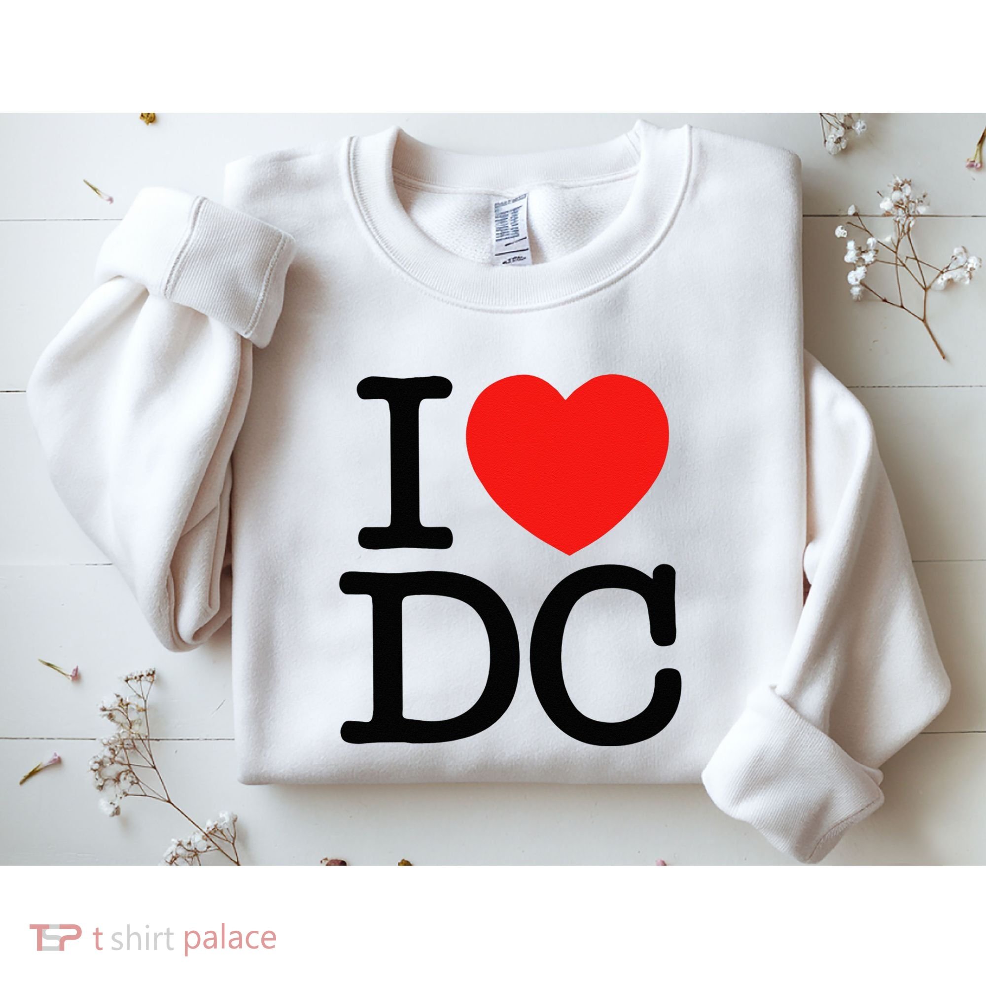 I Heart Love Washington WA DC Classic Font Sweatshirt