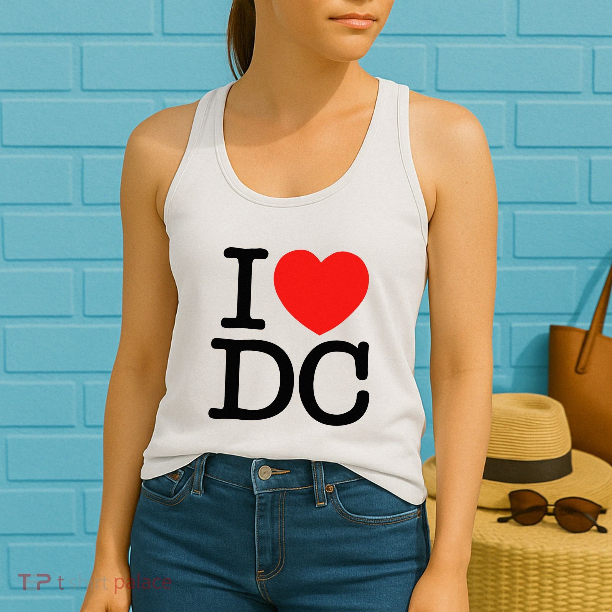 I Heart Love Washington WA DC Classic Font Women's Tank Top