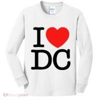 I Heart Love Washington WA DC Classic Font Kids Long Sleeve Shirt thumb 0