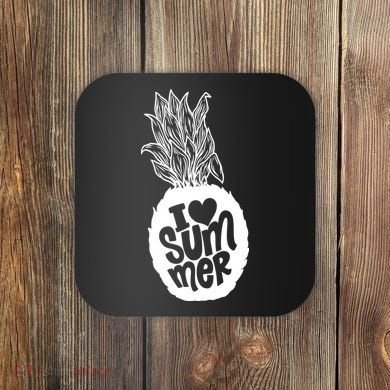 I Heart (Love) Summer Pineapple Coaster