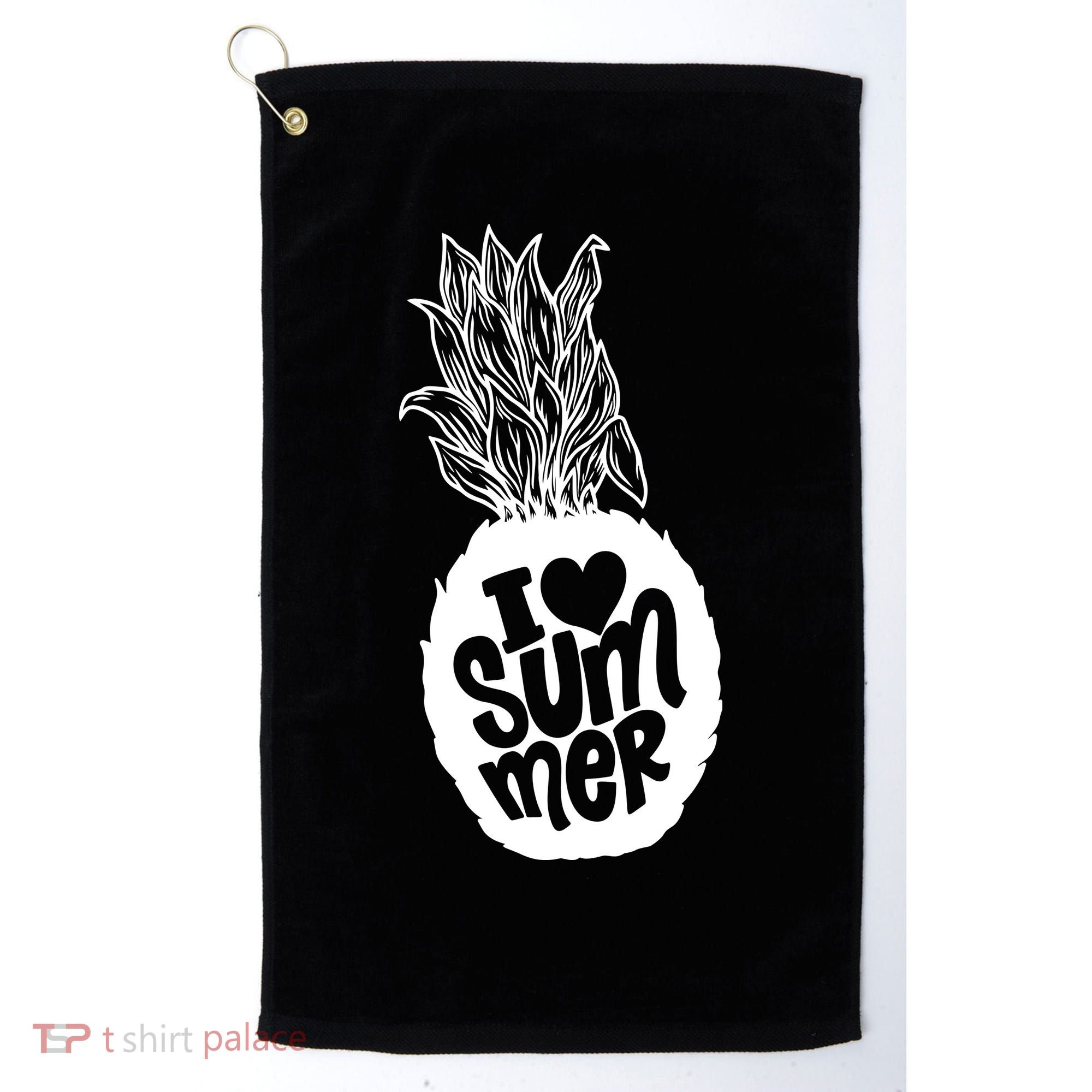 I Heart (Love) Summer Pineapple Golf Towel