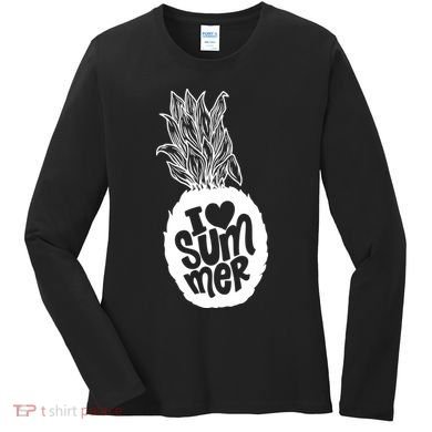 I Heart (Love) Summer Pineapple Women's Long Sleeve Shirt